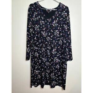J. Jill Wearever Cottage Floral Dress Size 1X Lagenlook Soft Jersey Knit Comfort